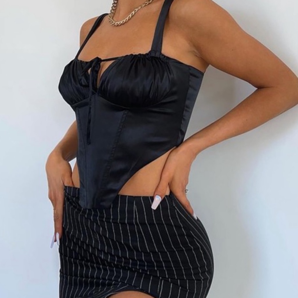 Tic Toc Sexy Satin Front Tie Whimsigoth Dark Fairy Corset Top Size S